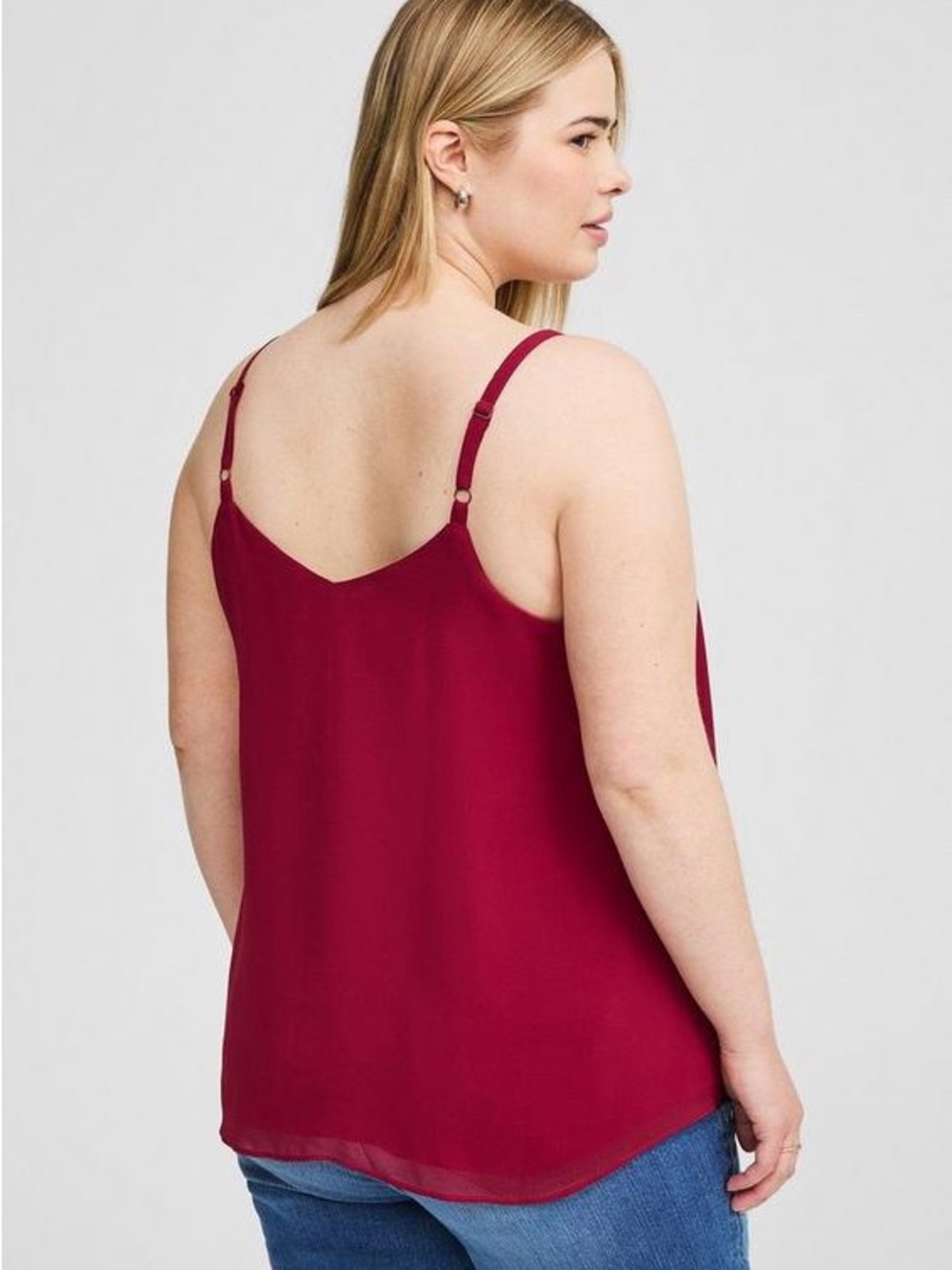 Torrid Sophie Chiffon Swing Cami, Size 00 (M/10), Rhubarb - Picture 4 of 8